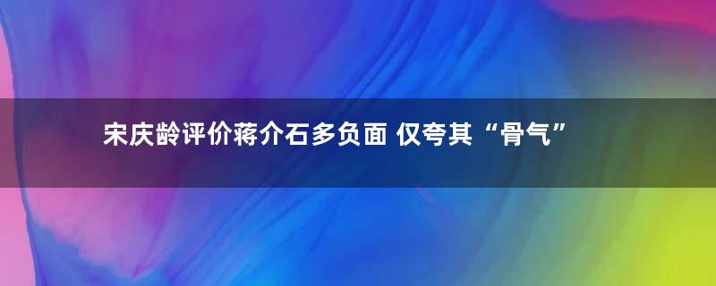 宋庆龄评价蒋介石多负面 仅夸其“骨气”